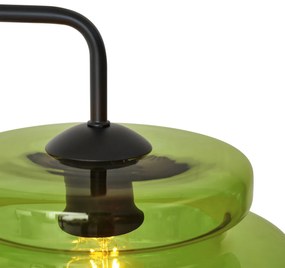 Retro vloerlamp zwart met groen glas - Denise Retro E27 rond Binnenverlichting Lamp