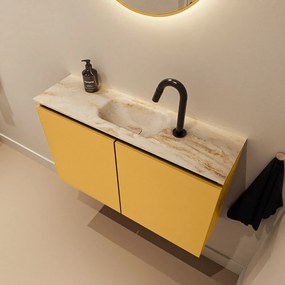 Mondiaz Ture DLux toiletmeubel 80cm ocher met wastafel frappe midden met kraangat