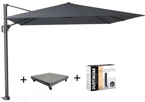 Challenger T1 zweefparasol 300x300 cm antraciet met 120KG voet en hoes