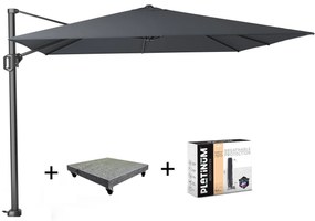 Challenger T1 zweefparasol 300x300 cm antraciet  met 90KG voet en hoes