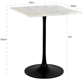 Richmond Interiors Carlten Restaurant Tafel Wit Marmer Vierkant - 65 X 65cm.