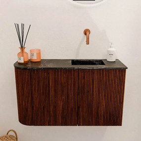 Mondiaz Joya DLux 70cm toiletmeubel ronding links ruby met wastafel faye rechts zonder kraangat lava