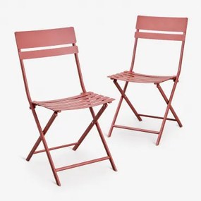 Set Van 2 Inklapbare Tuinstoelen Van Staal Tamarit Terracota - Sklum