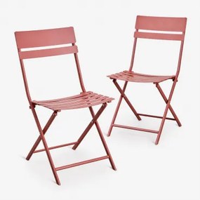Set Van 2 Opvouwbare Tuinstoelen Van Staal Tamarit Terracota - Sklum