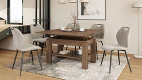 BRAVO bruin eiken – uitschuifbare en in hoogte verstelbare salontafel, tafel met plank