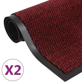 vidaXL Droogloopmatten 2 st rechthoekig getuft 120x180 cm rood
