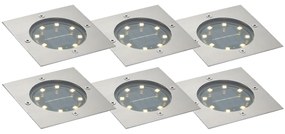 Buitenlamp Set van 6 grondspots aluminium vierkant incl. LED IP65 solar - Terry Modern IP65 Buitenverlichting