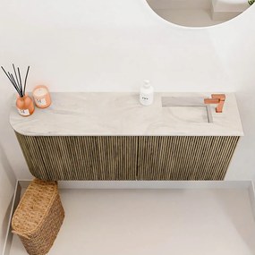Mondiaz Joya DLux 100cm toiletmeubel ronding links dusk met wastafel faye rechts 1 kraangat ostra