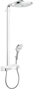 Hansgrohe Raindance Select E300 showerpipe: met Showertablet 300 opbouwkraan thermostatisch met handdouche 3jet en hoofddouche 3jet wit/chroom 27127400