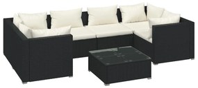 vidaXL 7-delige Loungeset met kussens poly rattan zwart