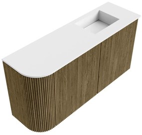 Mondiaz Joya 80cm toiletmeubel ronding links dusk met wastafel faye rechts zonder kraangat talc