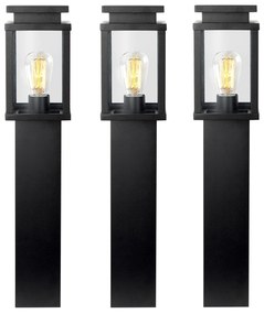 3x Jersey Tuinlamp Zwart 60cm met LED Tuinverlichting Zwart E27