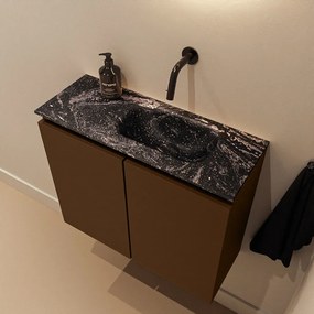 Mondiaz Ture DLux toiletmeubel 60cm rust met wastafel lava rechts zonder kraangat