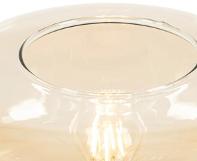 Art Deco vloerlamp zwart met amber glas - Bizle Art Deco E27 rond Binnenverlichting Lamp