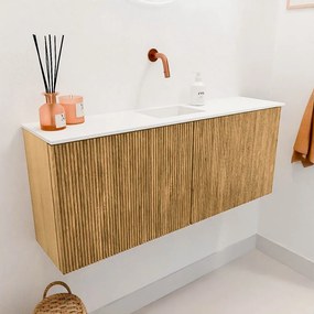 Mondiaz Joya 100cm toiletmeubel oak met wastafel faye midden zonder kraangat talc