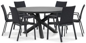 Tuinset Ronde Tuintafel 6 personen 150 cm Aluminium/textileen Grijs  Osmen Joliet/Livorno