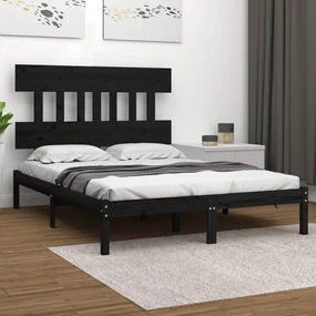vidaXL Bedframe massief hout zwart 160x200 cm