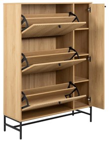 Eiken Schoenenkast Met Opbergruimte - 98.7x35x140.4cm.