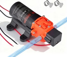 VEVOR membraanpomp, 12 V DC, 4,5 l/min, zelfaanzuigende 2-kamer membraanwaterpomp met 2 slangklemmen, maximale druk 5,5 bar, stille werking, voor campers, caravans, boten en tuinirrigatie.