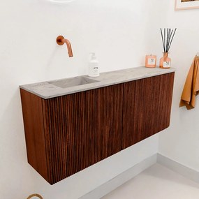 Mondiaz Joya DLux 100cm toiletmeubel ronding rechts ruby met wastafel faye links zonder kraangat glace
