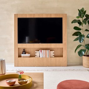 Tv-meubel voor wandmontage, eiken fineer, met 1 nis, LASTER