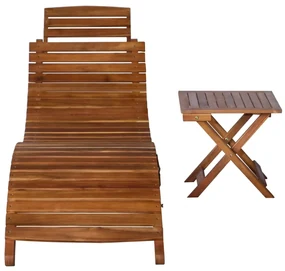 vidaXL Ligbed met tafel massief acaciahout bruin
