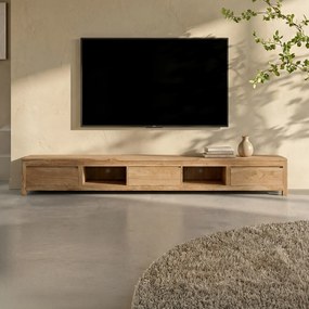 Laag Tv-meubel Teak - 3 Lades - 300cm - 300x50x37cm.