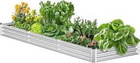 VEVOR Metalen verhoogde bak, 3605x1205x285mm, gegalvaniseerde buitenbak met open bodem, grote groentebak voor het kweken van groenten, bloemen, kruiden en vetplanten, zilver
