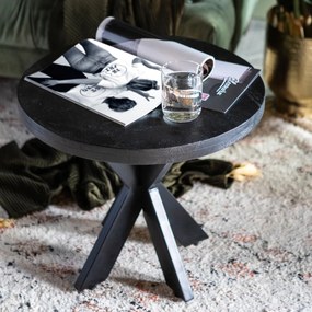 Eleonora Steven Ronde Salontafel Van Zwart Hout 50 Cm - 50 X 50cm.