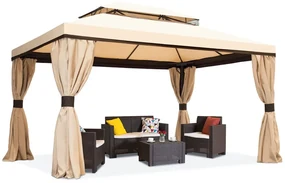 Crème tuinpaviljoen met gordijnen Valencia 4x4 m Garden Point