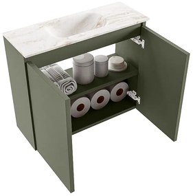 Mondiaz Ture DLux toiletmeubel 60cm army met wastafel frappe midden zonder kraangat