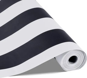 VEVOR Zelfklevend Behang, 45 cm x 15 m, Muurbehang, Zelfklevende Folie met Zwart-Witte Strepen, Waterdicht, Meubelfolie, Decoratieve Vinylrol voor Slaapkamer, Keuken, Kantoor, Badkamer