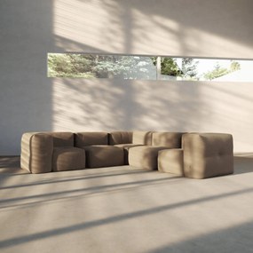 Soft Zitzak Indoor 5 Seater Hoekbank - Teddy Brown