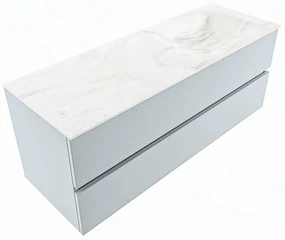 Mondiaz Vica DLux badmeubel 130cm clay 2 lades met wastafel ostra rechts zonder kraangat