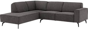 Goossens Hoekbank Hercules donkergrijs, microvezel, 2,5-zits, modern design met ligelement links