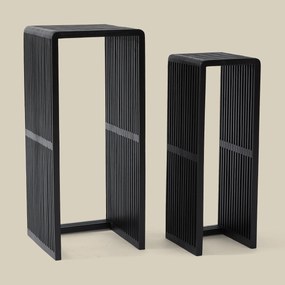 Zuilen Set Teak Latjes Zwart
