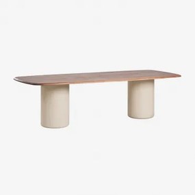 Rectangulaire Eettafel 270x110 Cm Van Acaciahout Leighton Donker Acaciabruin & Beige Tapioca - Sklum