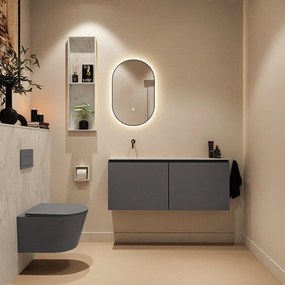 Mondiaz Ture DLux toiletmeubel 120cm dark grey met wastafel opalo links zonder kraangat