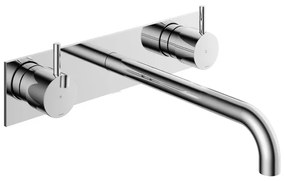 Hotbath Cobber afbouwdeel wastafelmengkraan met achterplaat en 25 cm uitloop chroom CB006TEXT25CR