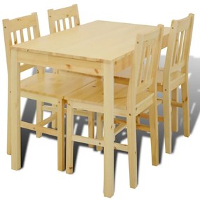 vidaXL Eettafel met 4 stoelen hout naturel