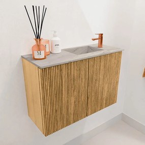 Mondiaz Joya DLux 60cm toiletmeubel oak met wastafel faye rechts 1 kraangat glace