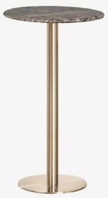 Ronde Hoge Bartafel Ø60 Cm In Natuurlijk Steen Xiren Bruin Marmer Emperador & Geborsteld Goud - Sklum