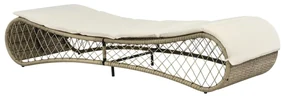 vidaXL Ligbed met kussen poly rattan grijs