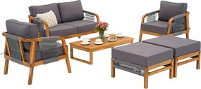 Acaciahouten tuinmeubelen Mumbai Coffee 4 met Garden Point poefs