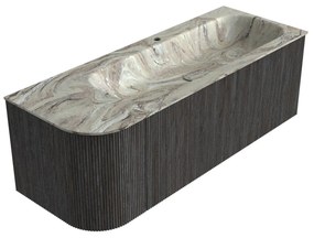 Mondiaz Kurve-dlux 125cm badmeubel ronding links shadow met 1 lade en deur en wastafel big medium kraangat rechts glace