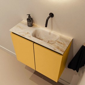 Mondiaz Ture DLux toiletmeubel 60cm ocher met wastafel frappe rechts zonder kraangat