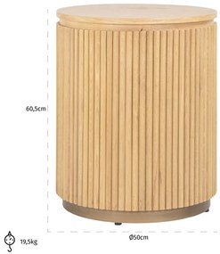 Richmond Interiors Belfort Ronde Bijzettafel Eiken Met Ribbels - 50 X 50cm.