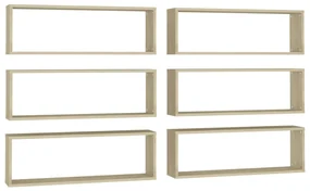 vidaXL Wandschappen kubus 6 st 80x15x26,5 cm spaanplaat sonoma eiken