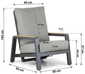 Stoel en Bank Loungeset 5 personen Aluminium/teak Grijs  Osmen Manly