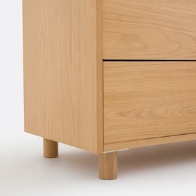 Ladekast van eikenfineer en gehard glas, 6 lades, WALOR